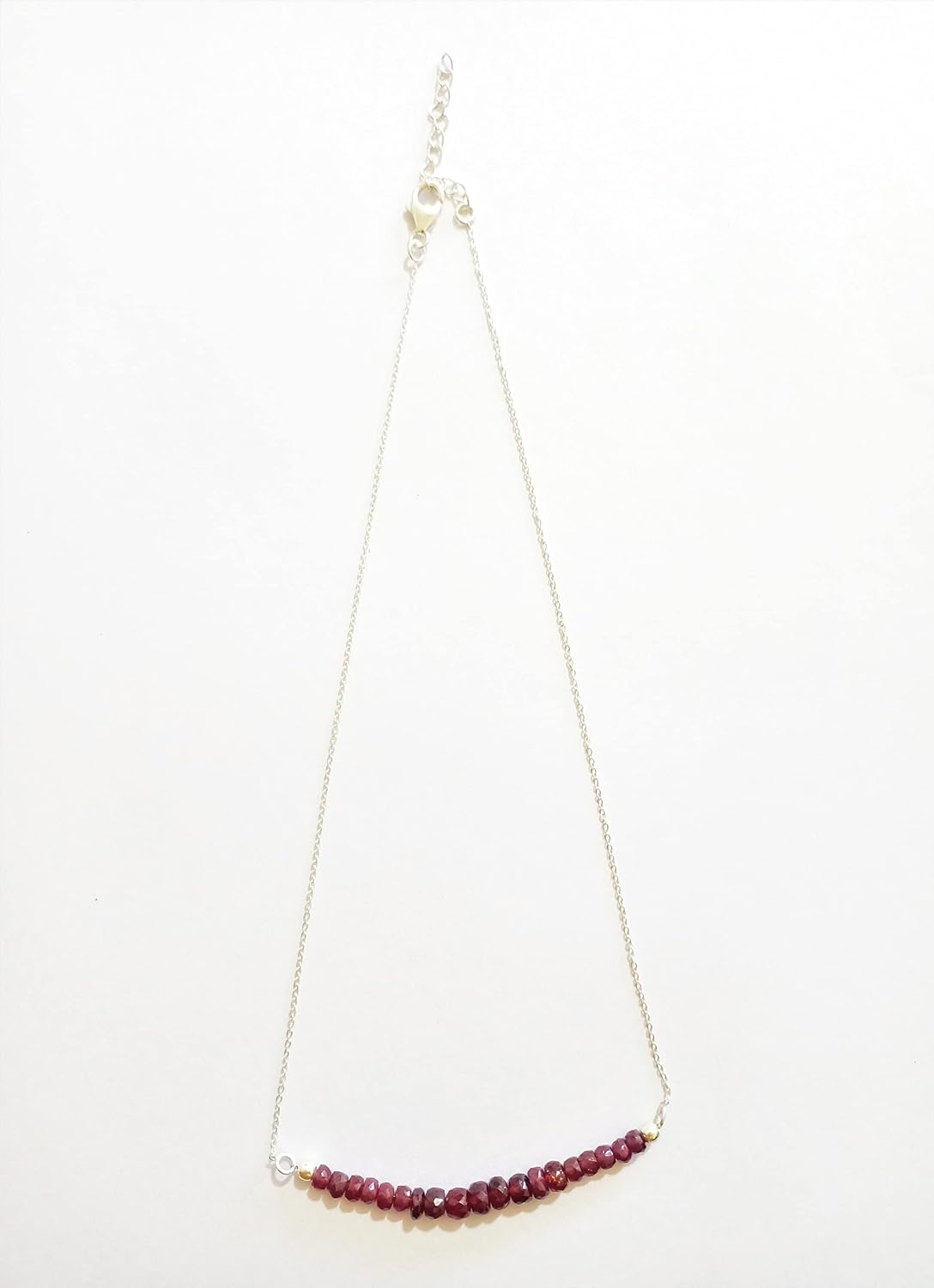 Natural Glass Filled Ruby Necklace 18 Inches With Sterling Silver Chain & Lobster Clasp, Fine Jewelry, GF Ruby