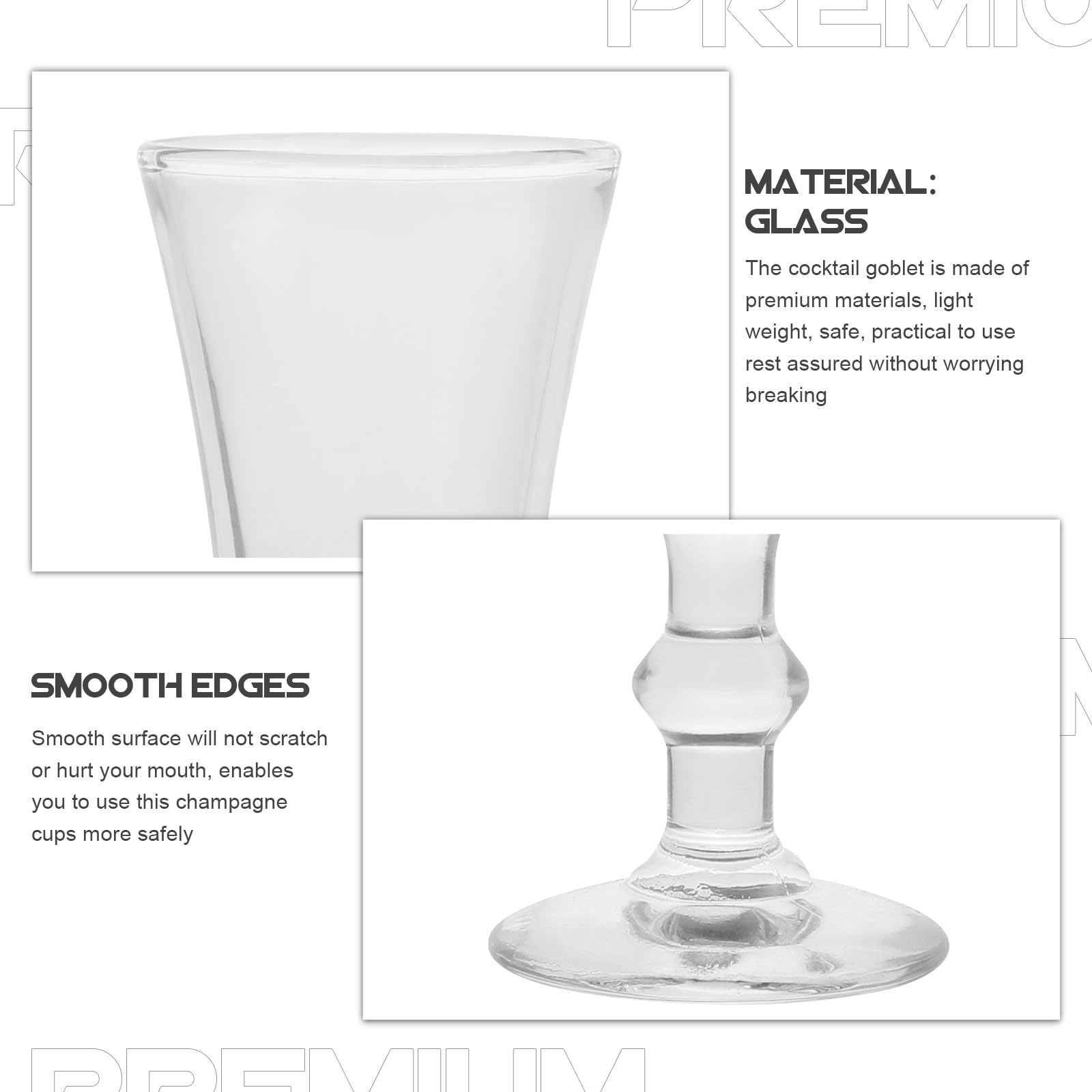 Toyvian 6 Copas de Champán de Cristal Transparente 190 Ml, Vasos de Licor y Cóctel para Fiestas y Banquetes, Copa de Bar Elegante y Resistente para Uso Doméstico y Profesional