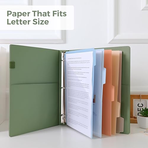 Miniatura 2 de SKYDUE Carpeta de 3 anillos con portapapeles, carpeta de 1 pulgada, carpeta de 13.2 x 10.2 pulgadas de poliuretano con bloc de notas y 5 divisores