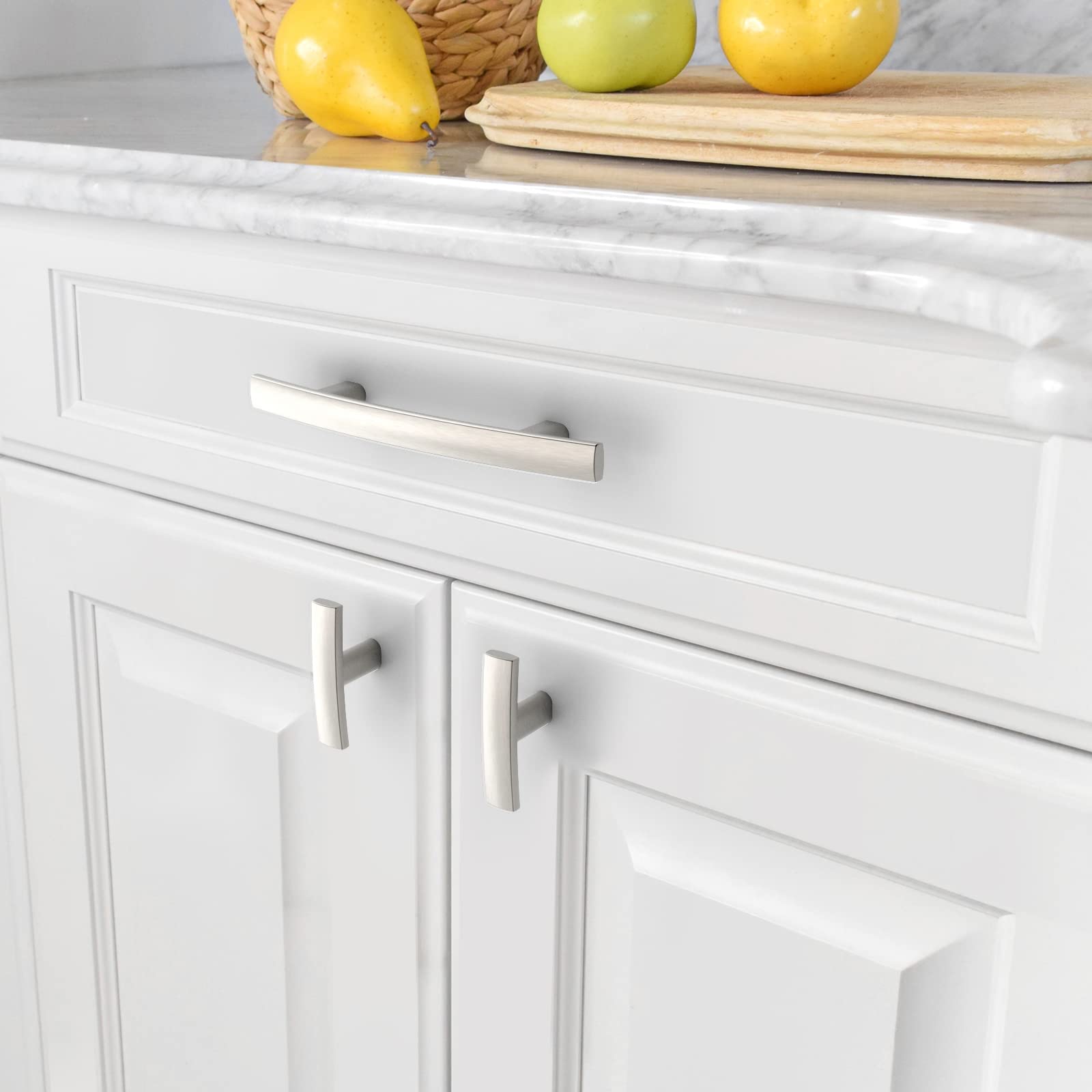 Amerdeco 30 Pack Brushed Satin Nickel Cabinet Knobs Single Hole Cabinet Handles 2 Inch Solid Zinc Alloy Cupboard Drawer Knobs Kitchen Cabinet Knobs T Bar Hardware ZH0003BSNK