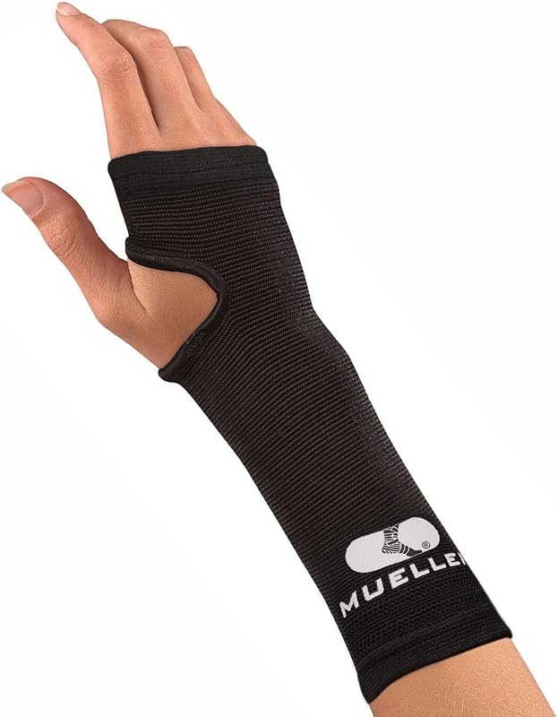MUELLER Muñequera elástica para medicina deportiva, soporte para aliviar el dolor de muñeca para hombres y mujeres, ideal para túnel carpiano, tendinitis, artritis, negro, grande