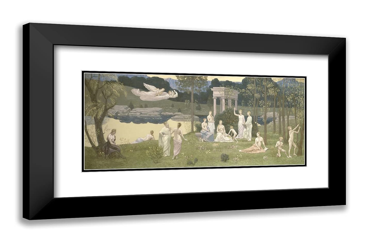 ArtDirect Pierre Puvis de Chavannes 24x15 Black Modern Framed and Double Matted Art Print Titled The Sacred Grove, Beloved of The Arts and The Muses