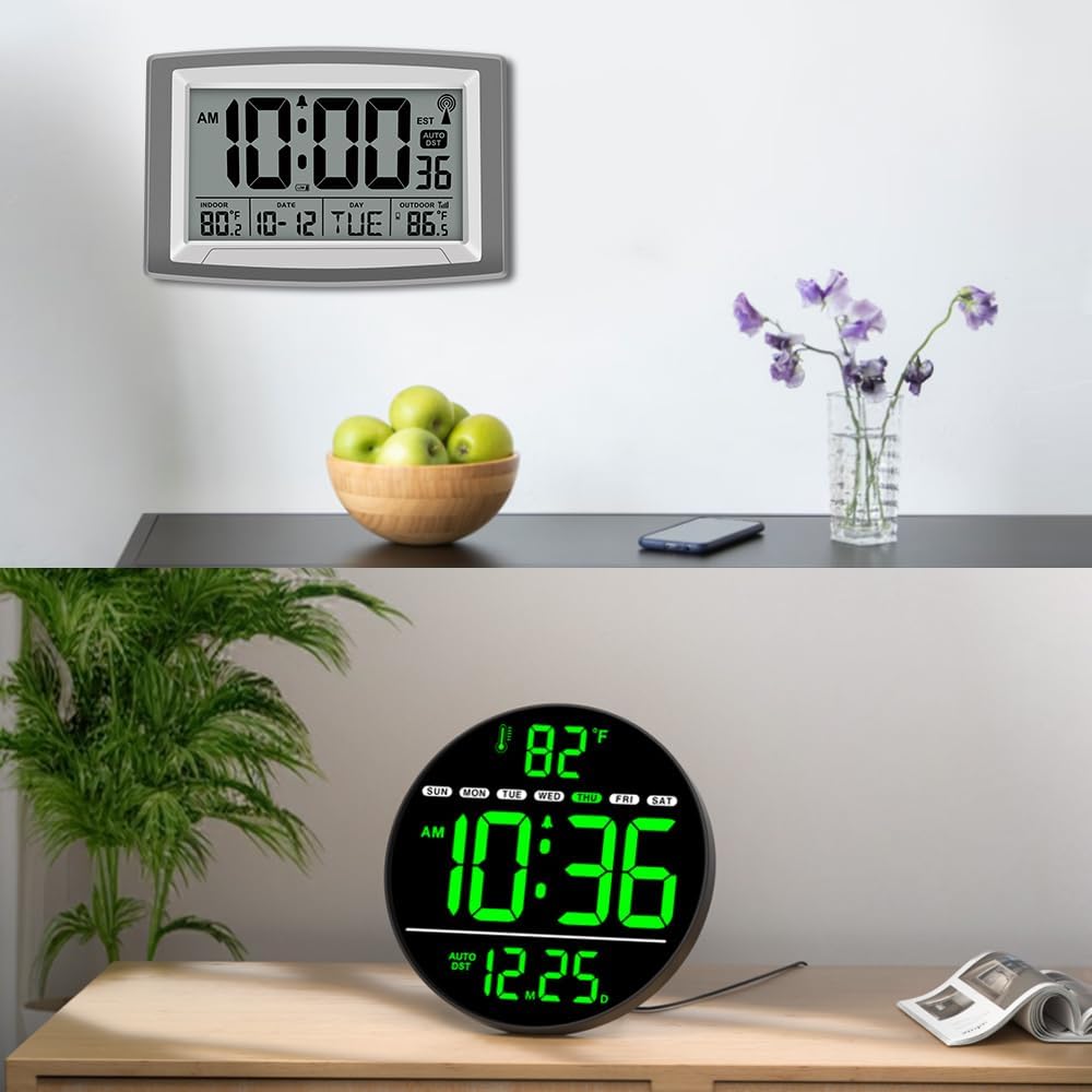 Amazon.com: WallarGe Atomic Wall Clock+LED Digital Wall Clock : Home ...