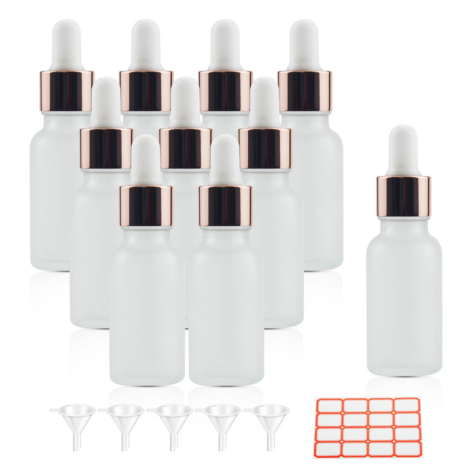 Wwolife White Frosted 10 Pcs 2/3Oz (20Ml) Glass Dropper Bottles Perfume Aromatherapy Cosmetic Container Essential Oils Sample Mini Empty Dropper Bottles With Funnel Include