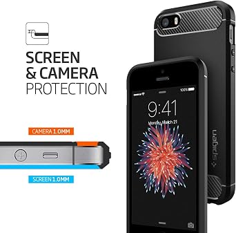 Spigen Rugged Armor Designed for iPhone SE Case (2016) - Black