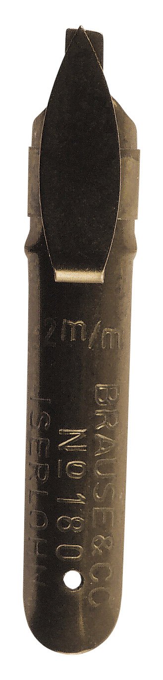 Brause 18020B - Calligraphy nibs for nib holders and pens - Square nib latin style - Box of 50 Bandzug 2 mm nibs - Made in Germany. For right-handed use