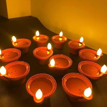 Diyas/Deepak Decoration diyas for Diwali,Home,Office,Temple/Water Sensor Led Light/Pack of 6/Brown Colour
