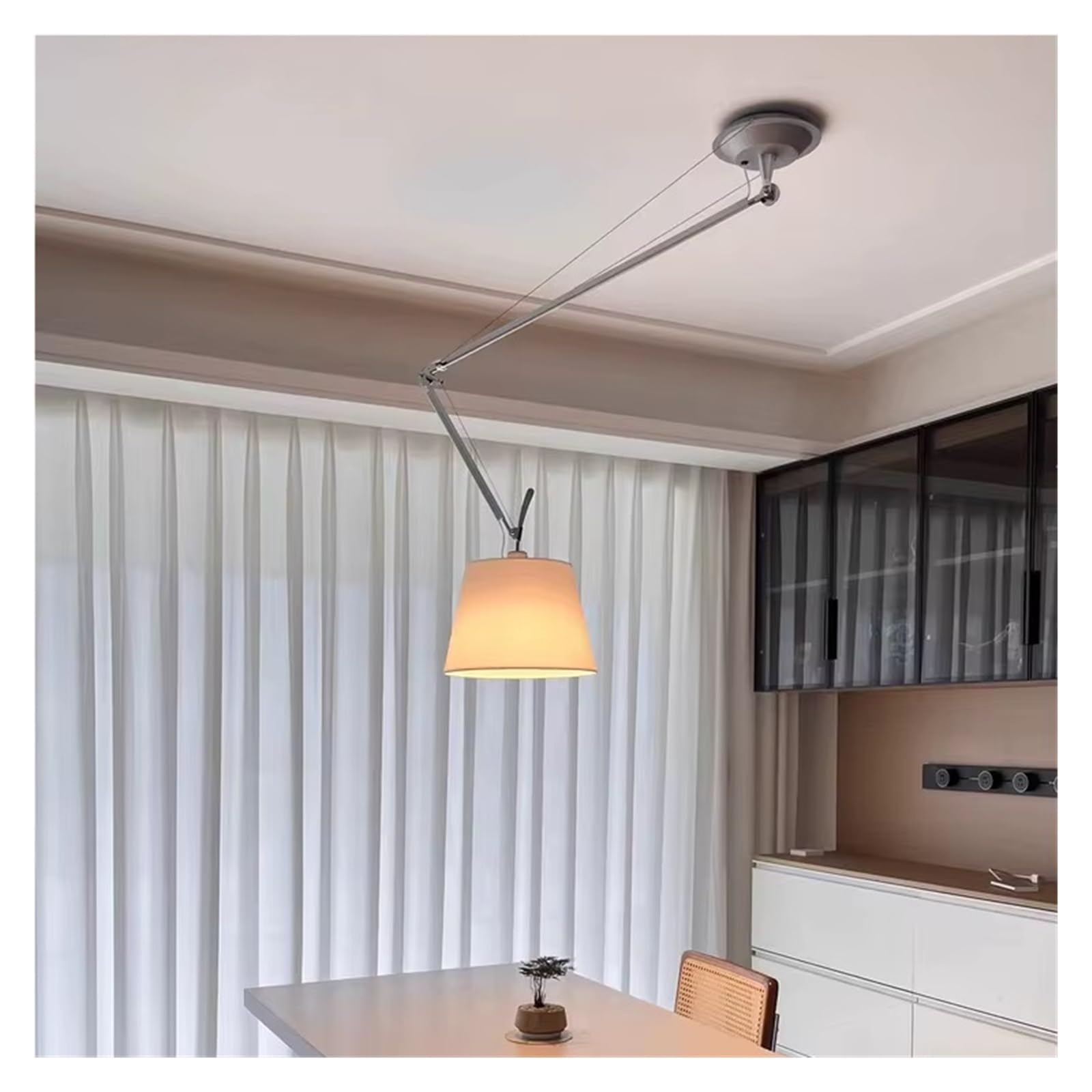 XJBTBA Adjustable Long Arm Pendant Light Dining Room Coffee Rocker Bedroom Lamp Swivel Wiszące Światła Sufitowe, Żyrandole Wiszące