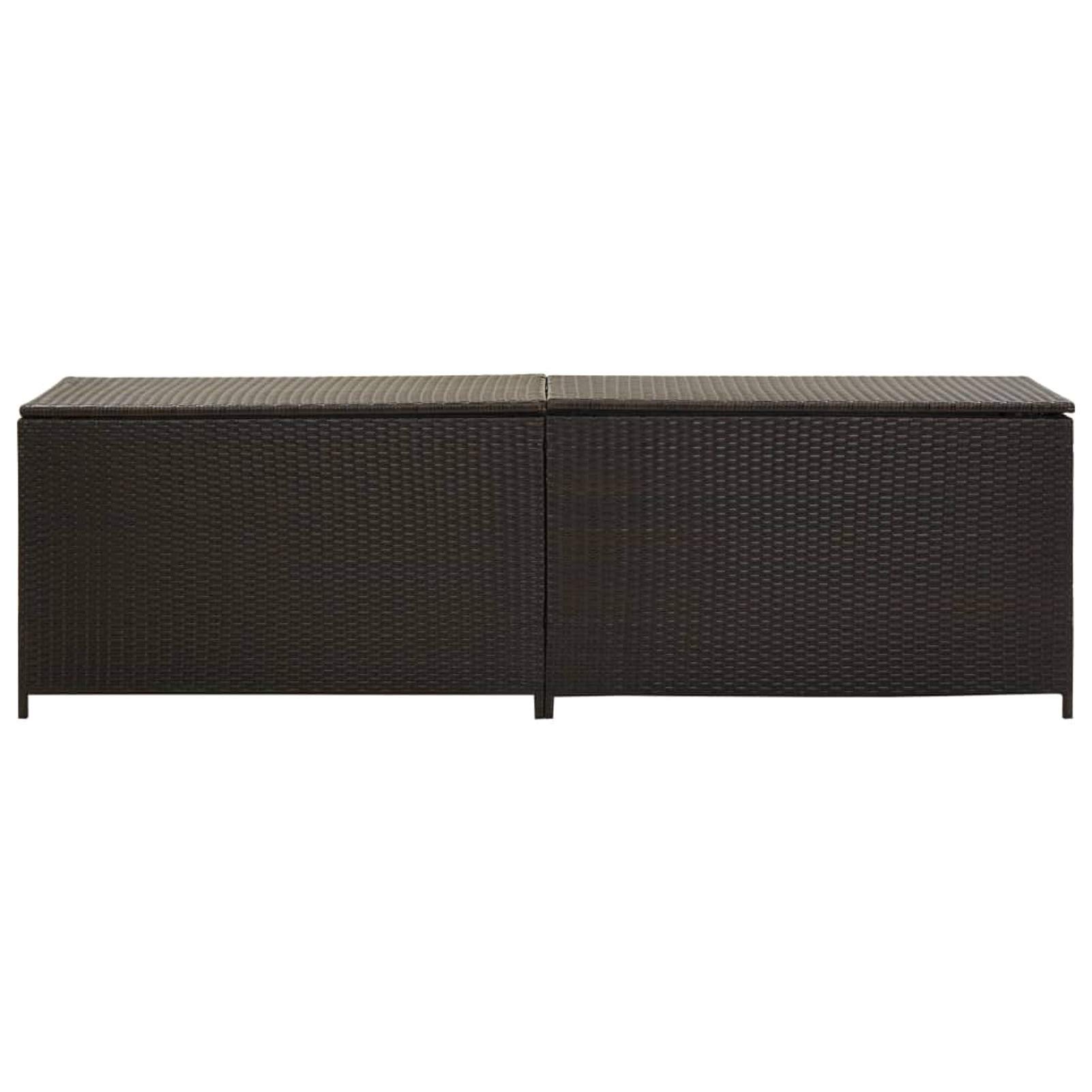 Baule da Giardino in Polyrattan, Contenitore con Coperchio a Gas, 200x50x60 cm, Rattan PE e Acciaio Verniciato, per Esterni, mobili da Giardino, Cuscini e Accessori