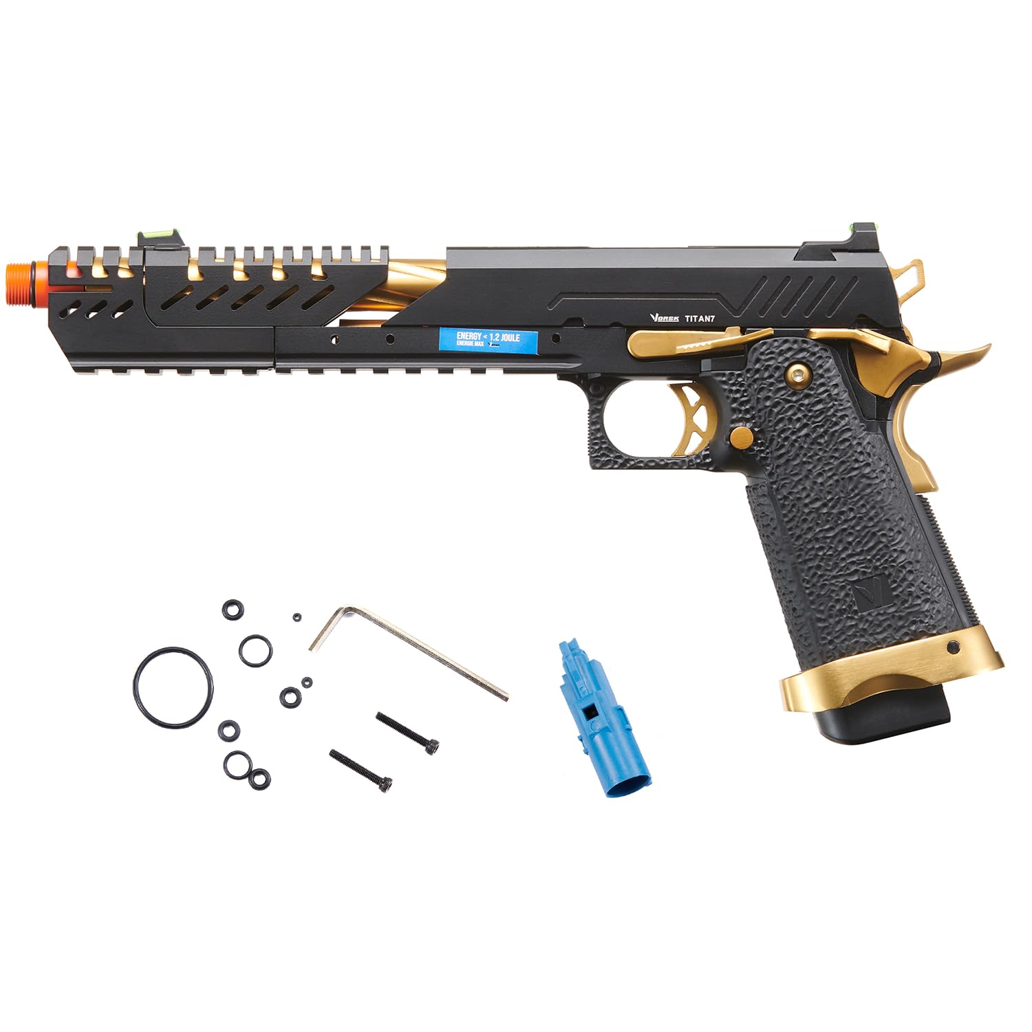 Vorsk Aluminum CNC Airsoft Titan Hi-Capa Extended Gas Blowback Pistol w/ 20mm Rail