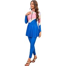 OBEEII Womens Rash Guard Swimsuit Long Sleeve One Piece Bathing Suit with Pants + Skirt Modest Muslim Bikinis Surfing Suit