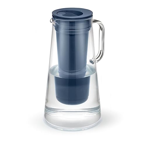 LifeStraw Inicio - Jarra con filtro de agua, 10 tazas, azul medianoche, sin BPA, diseñada para la protección diaria contra bacterias, parásitos,