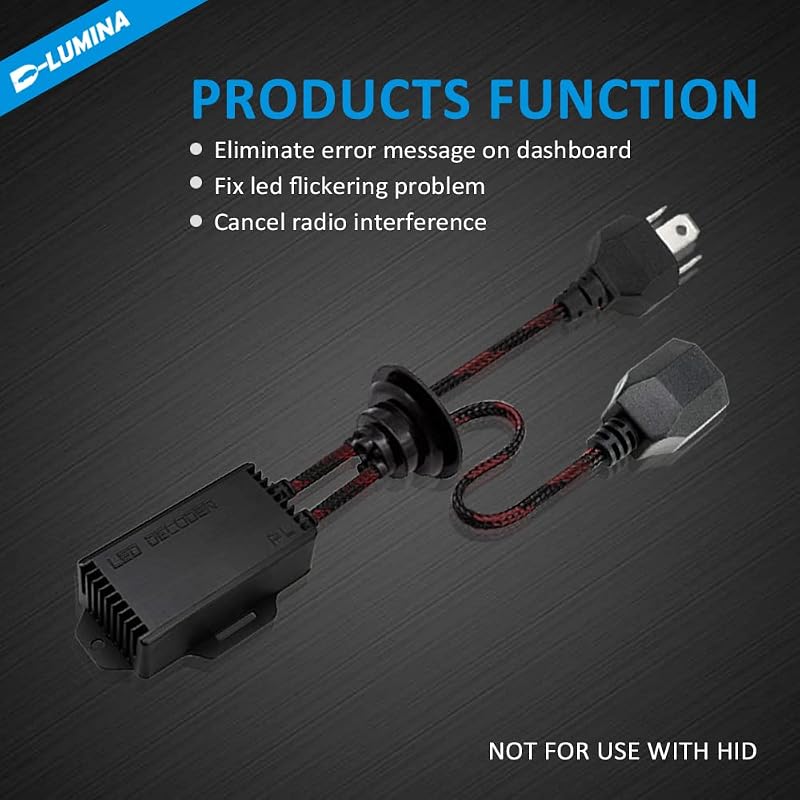 D-Lumina H4 LED Fényszóró Canbus Dekóder - Villogásgátló Kábelköteg, Hibaelhárító Adapter Készlet, 16V, 2 db