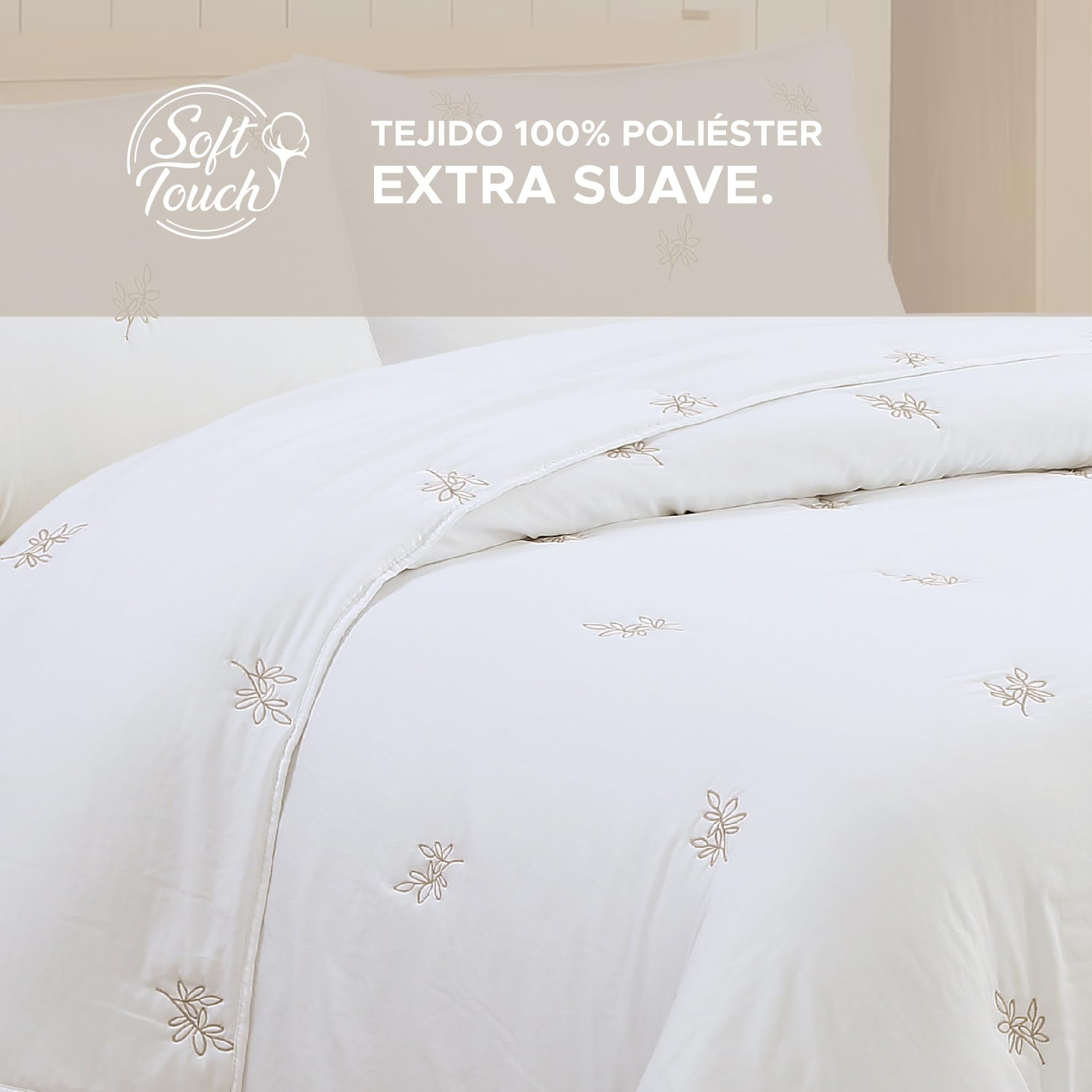 Victorio & Lucchino Colcha Bordada Elegante con Fundas de Cojín a Juego - Diseño Premium Sofisticado para Dormitorio - Modelo Luciana (Blanco, Cama 105cm)