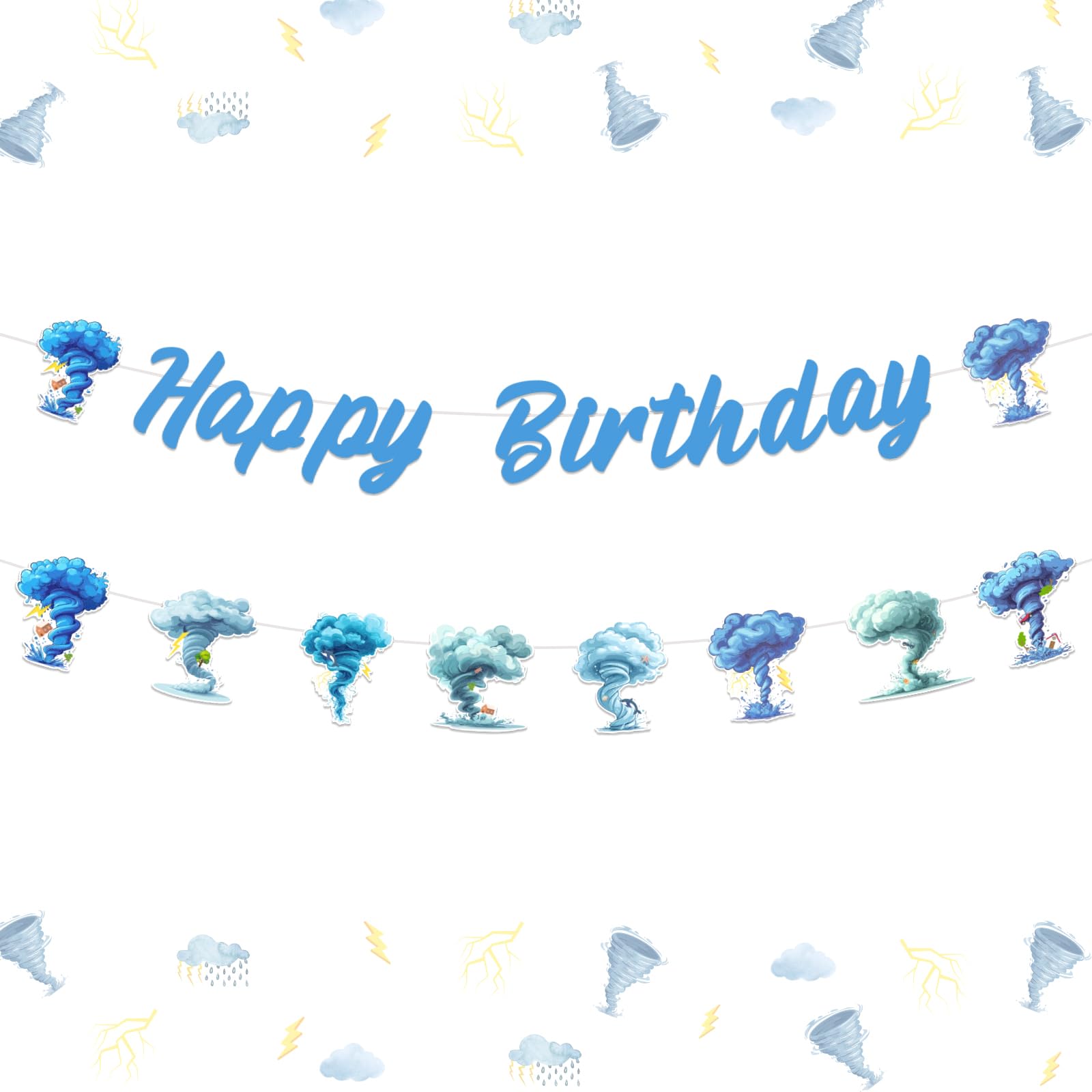 Tornado kit décoration anniversaire garçon bleu ciel avec bannière Happy Birthday