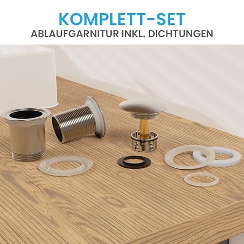 Miniatura 7 de Bächlein Desagüe Universal Sin Rebosadero Acero Inoxidable Cepillado Válvula Emergente Para Lavabo Y Lavabo Válvula De Desagüe De Latón Con Instrucciones De Instalación