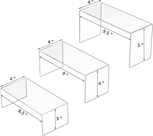 Miniatura 28 de Juego de 3 elevadores cuadrados de acrílico para mesa de postres, estante de exhibición de acrílico transparente para Funko Pop, cupcakes, juguetes