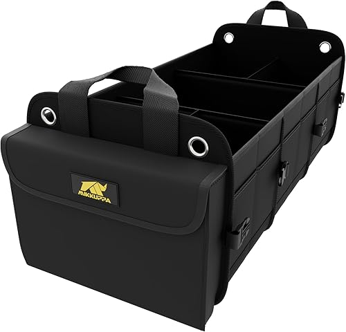 Miniatura 10 de MIKKUPPA Organizador de maletero de automóvil con enfriador - Organizador grande de 100L para automóvil, almacenamiento plegable de maletero de Negro
