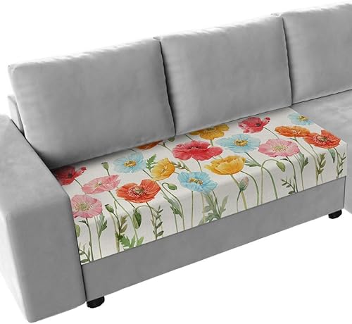 Fundas de cojín para sofá, fundas elásticas para sofá, diseño de flores de amapola en acuarela, coloridas flores salvajes, fundas protectoras de