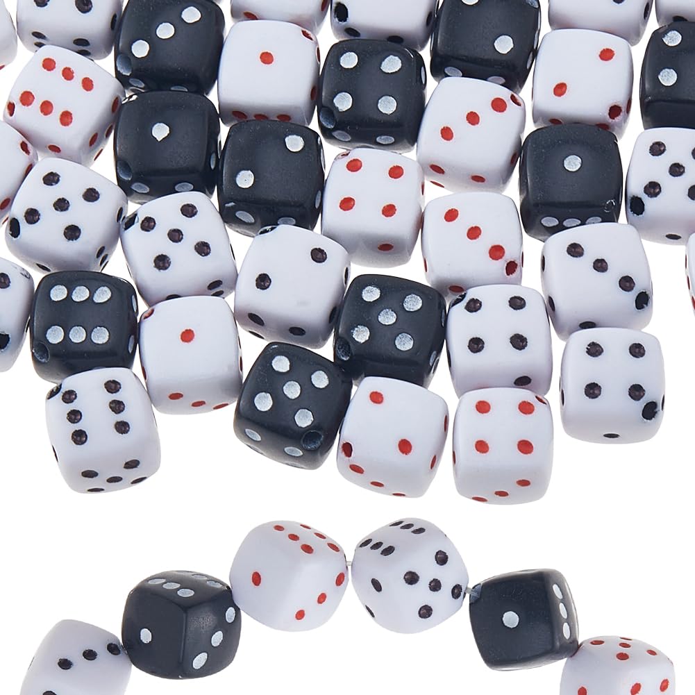 Hobbspring 210Pcs 3 Colors Dice Charming Beads 8mm Dice Spacer Beads Cube Loose Beads Acrylic Loose Beads for Jewelry Making Bracelet Necklace Earring Key Chains