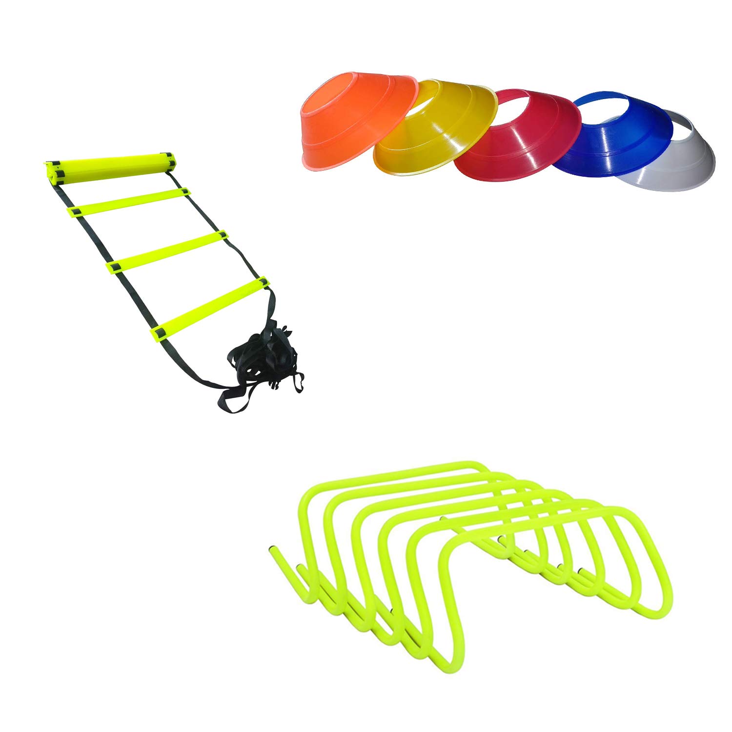 Roxan Speed Adjustable Speed Ladder/Jumping Agility Hurdle 6 inch Set of 6/Saucer Marker Cone Set of 20 (B07DJ9STLJ) Amazon Price History, Amazon Price Tracker