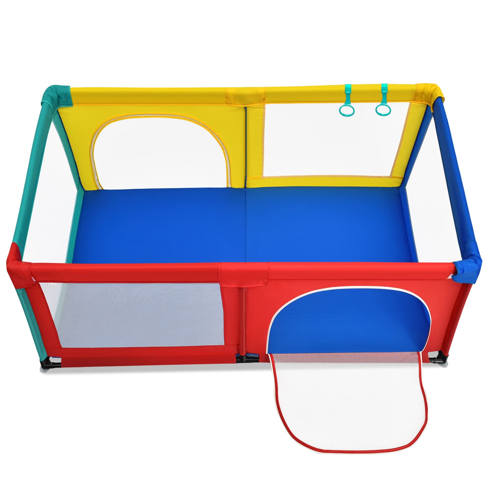 RELAX4LIFE Box per Bambini con 50 Palline,2 Anelli,2 Entrate Laterali con Chiusura Lampo,Rete Traspirante, Centro di Attività (Colorato, 190x120cm)