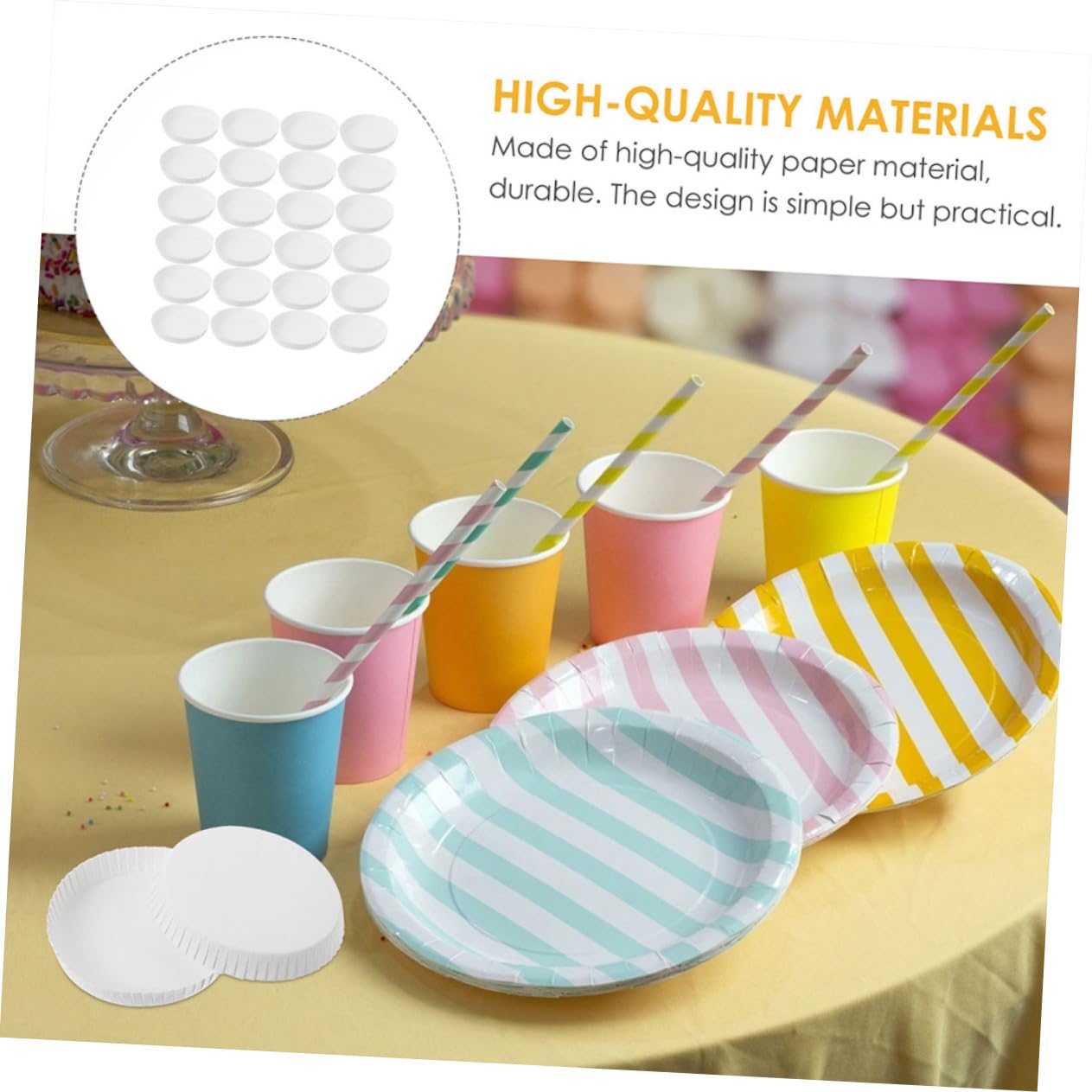 Cabilock 200pcs Disposable Paper Cup Lids Convenient Drinking Cup Covers for Ktv Restaurants Heat Beverages Clean From No Cleanup Required