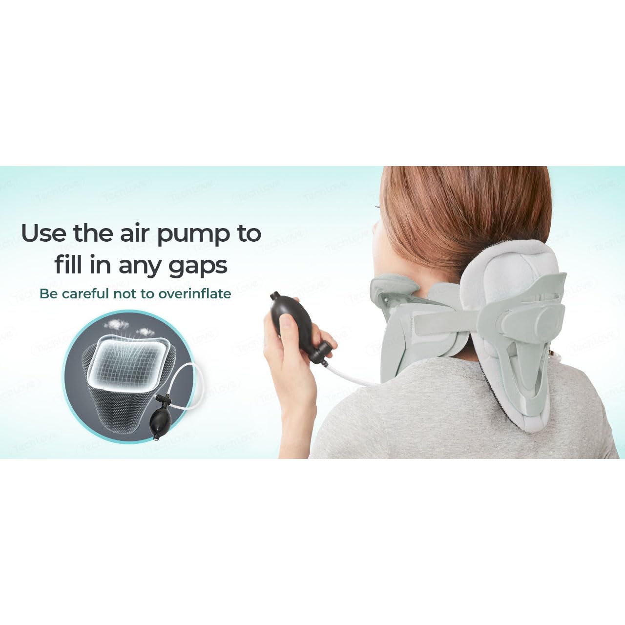 Collar de tracción cervical inflable inalámbrico para cuidado pre/postoperatorio, soporte ajustable y cómodo para alineación y alivio del cuello