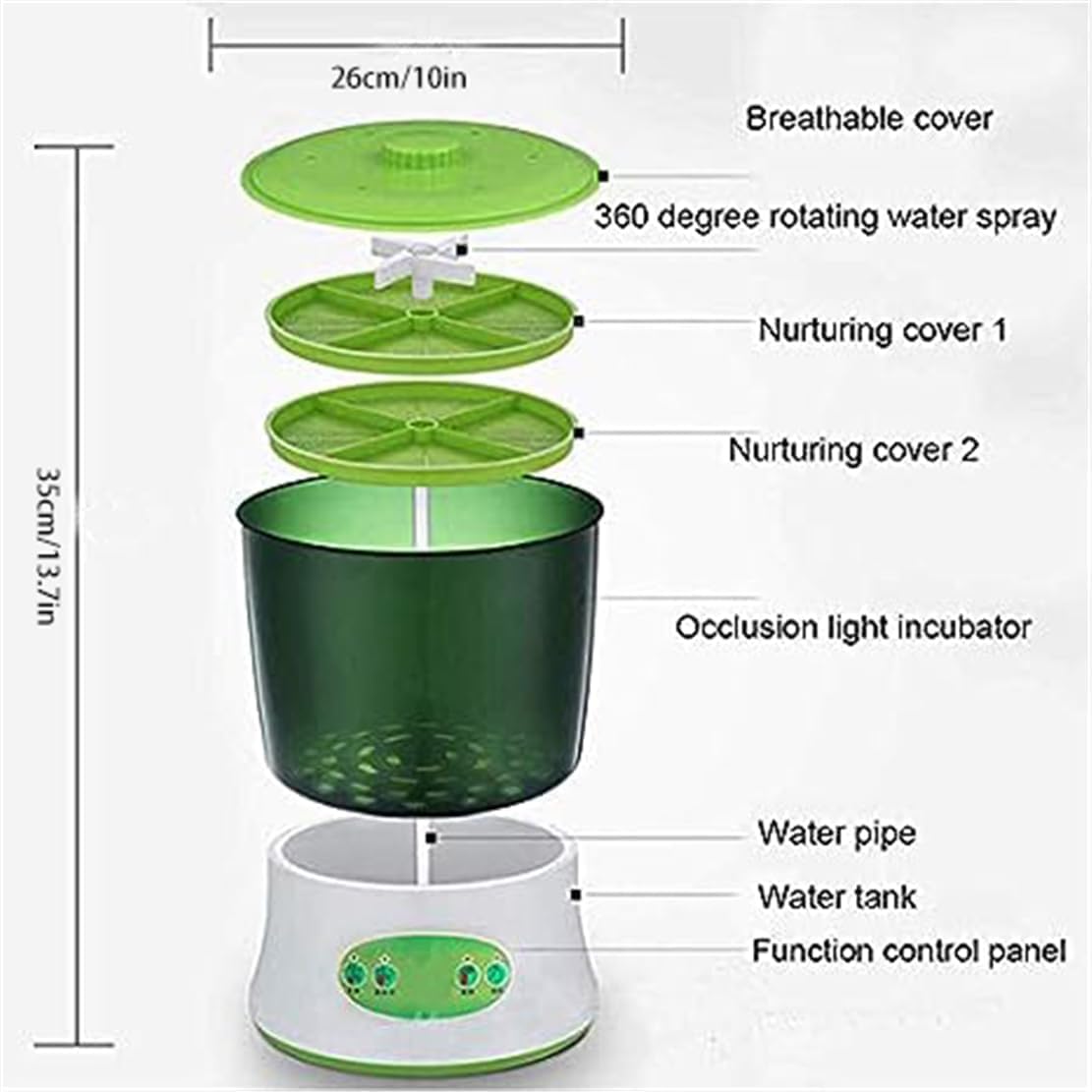 Germeur Domestique, Machine Automatique Pour La Culture De Haricots,grand Thermostat Pour La Culture De Graines Vertes,système De Circulation D'eau Automatique, Double Plaque De Pression, Cordon De 3m