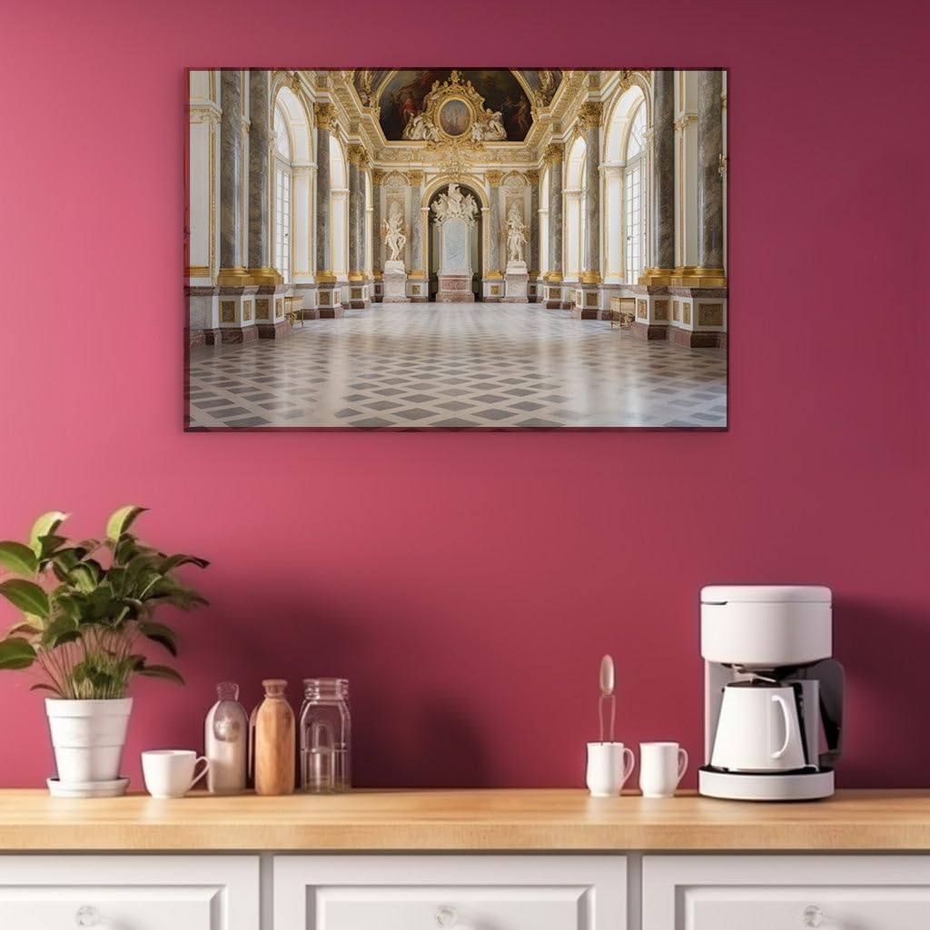 Canvas for Living room. Step into Opulence: A Grand Hallway Where Luxury Meets Elegance, 27 x 18 inch Canvas Wall Art - Photographic Simplicity - Modern Home Decor - 69x46 cm (27x18 inch)