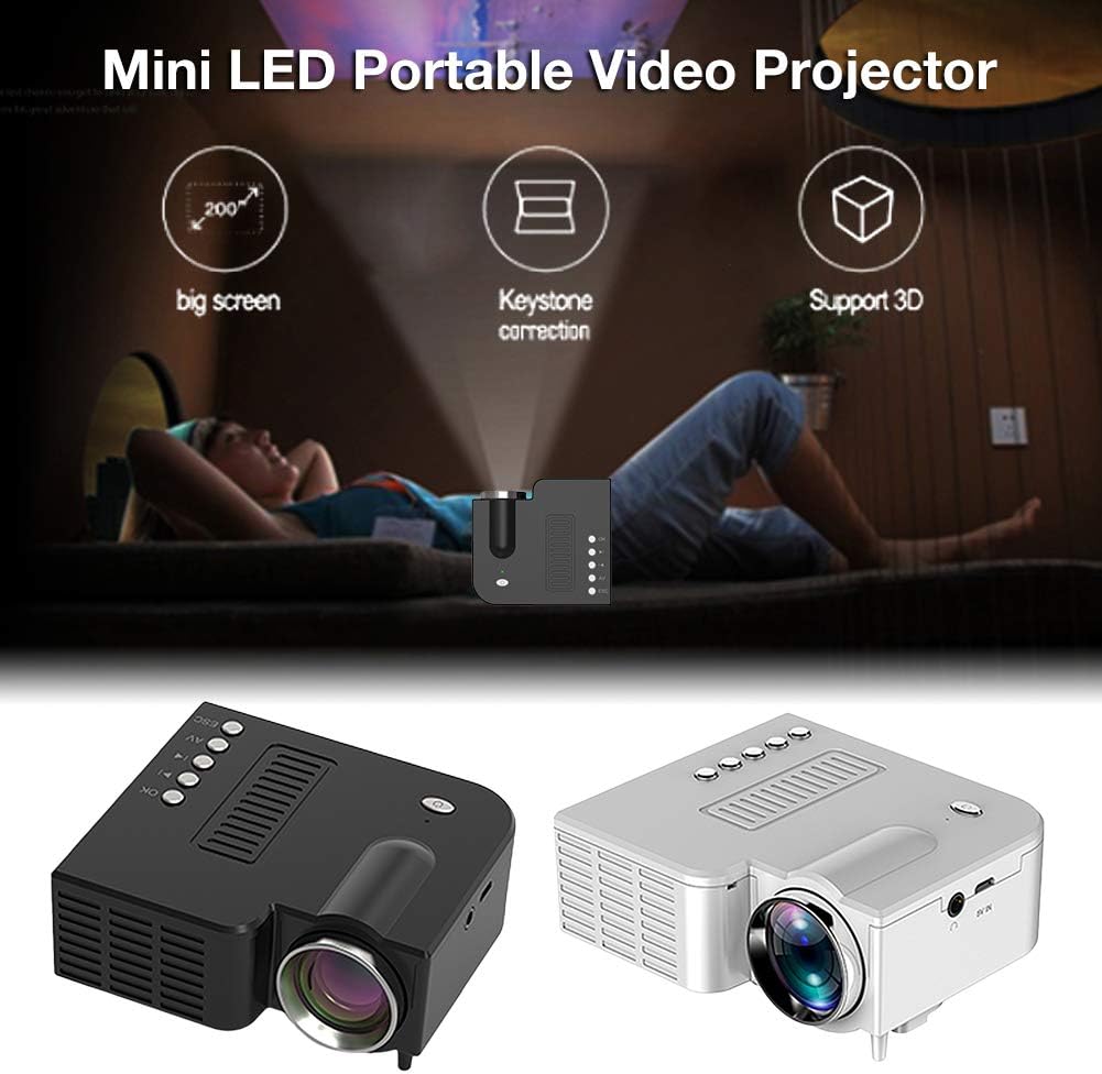 Joowand UC28C Mini Projector Home Theater Cinema,1080P HD LED Portable Miniature Projector Support PC Laptop VGA/USB/SD/AV/HDMI Input Multimedia Projector