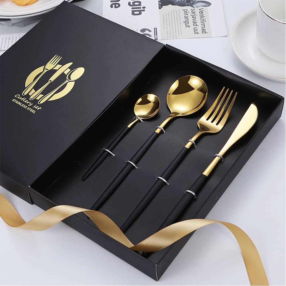 BesteckSet Steak Besteck Set Lebensmittelechtes Edelstahl-Besteck Set 8 Personen, 32-teiliges Geschirr, Essgeschirr für Zuhause und Restaurant, Hochzeit, Halloween, Weihnachten