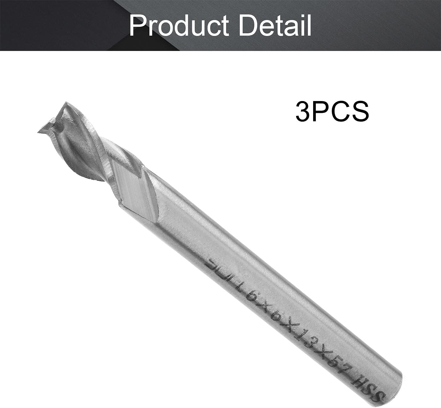 Utoolmart Straight End Mill Cutter, High Speed Steel HSS-AL, 3 Flute CNC Router Bits, 6mm x 6mm x 13mm, 3 Pcs