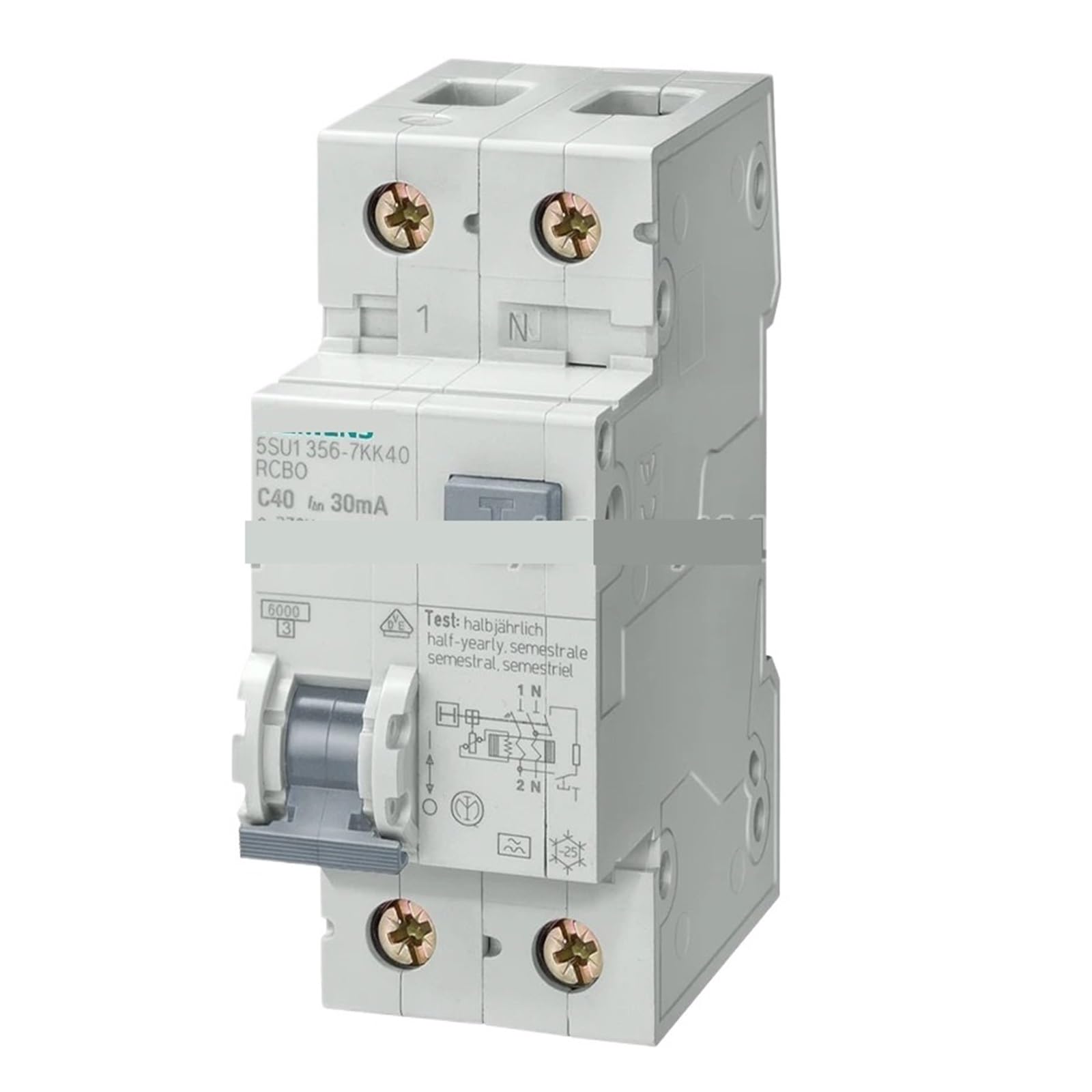 Disjoncteur 5SU1353-1KK20 de haute précision 4,5 kA 230V 1P+N AC