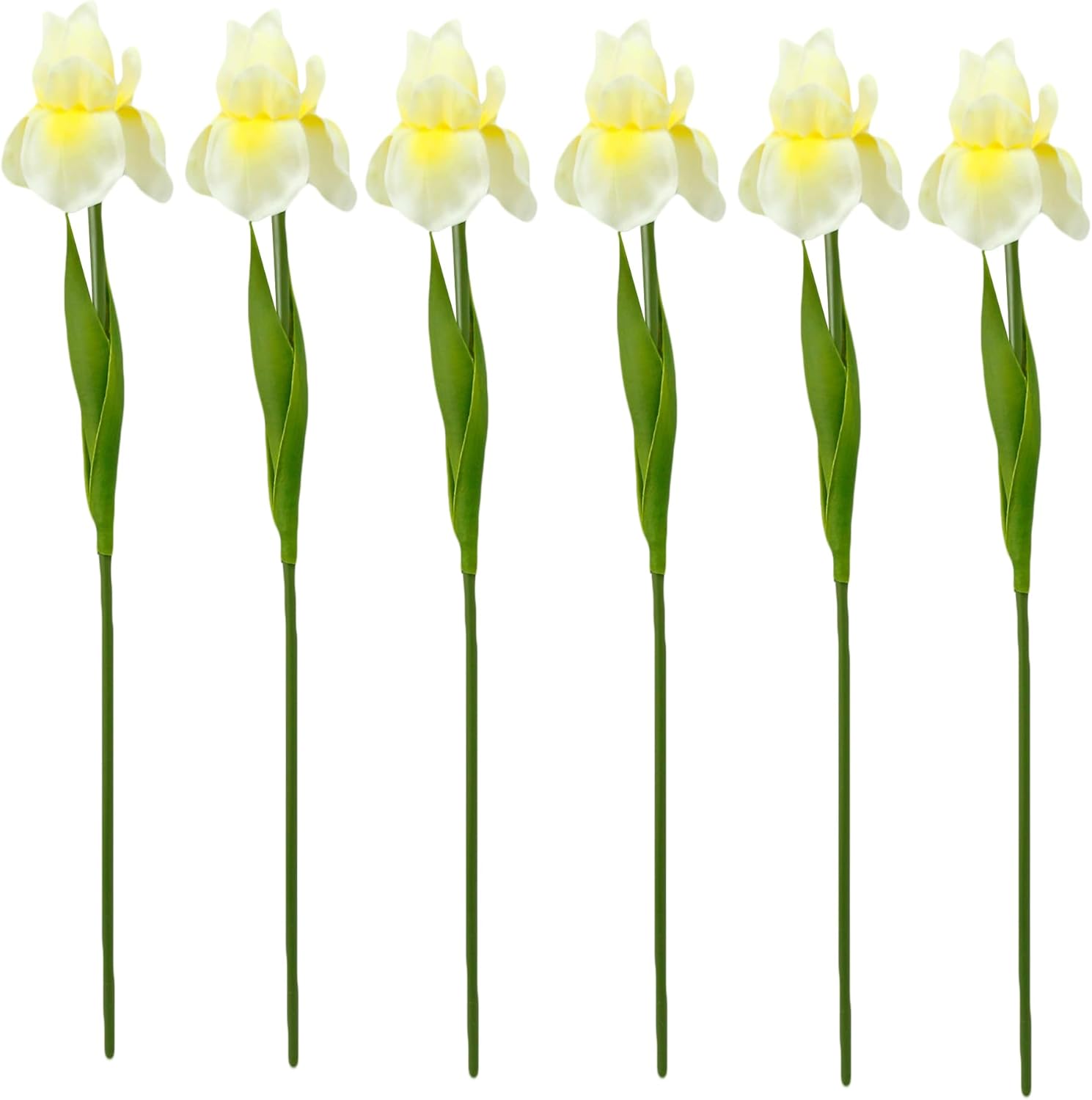 Angel Isabella Pack of 6-Real Touch 18" Bearded Iris Artificial Flowers for Decoration Centerpiece Arrangements (Shade of Red Yellow)