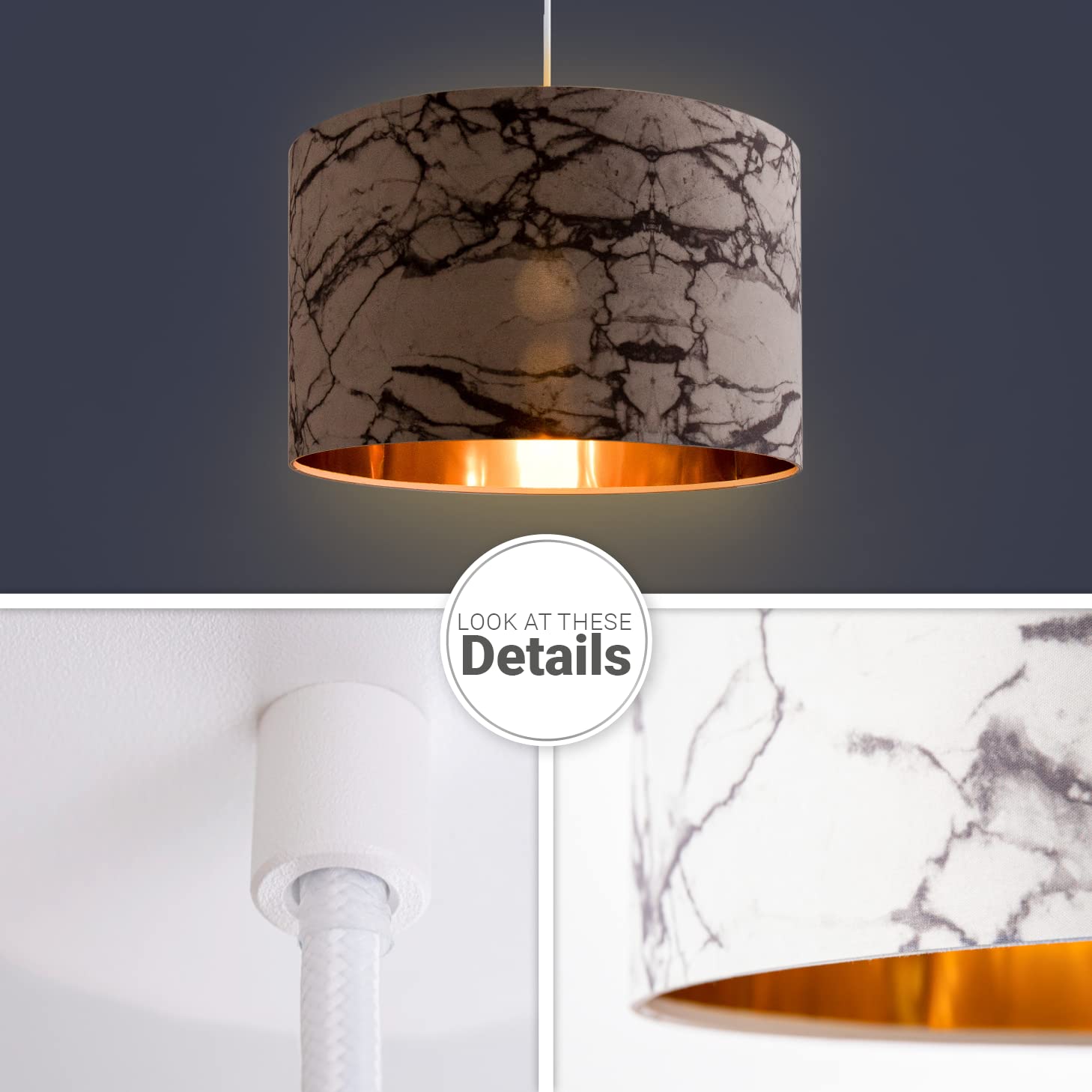 Paco Home Deckenlampe Wohnzimmer Pendelleuchte Esstisch Schlafzimmerlampe Lampenschirm Stoff Modern Abstrakt E27 Lampe, Farbe:Design 1 (Ø45,5 cm), Leuchtenart/Farbe:Pendelleuchte - Weiß
