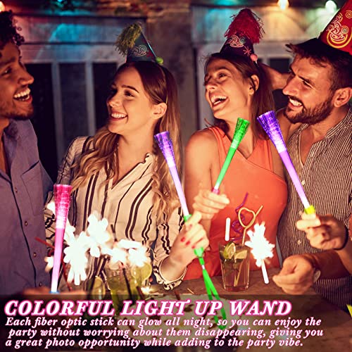 Junkin 200 Pcs Led Fiber Optic Wands Bulk Glow In The Dark Wand Light Up Wand Flashing Stick For Party Favors Birthday Wedding (White) (200, Colorful) #TOP2
