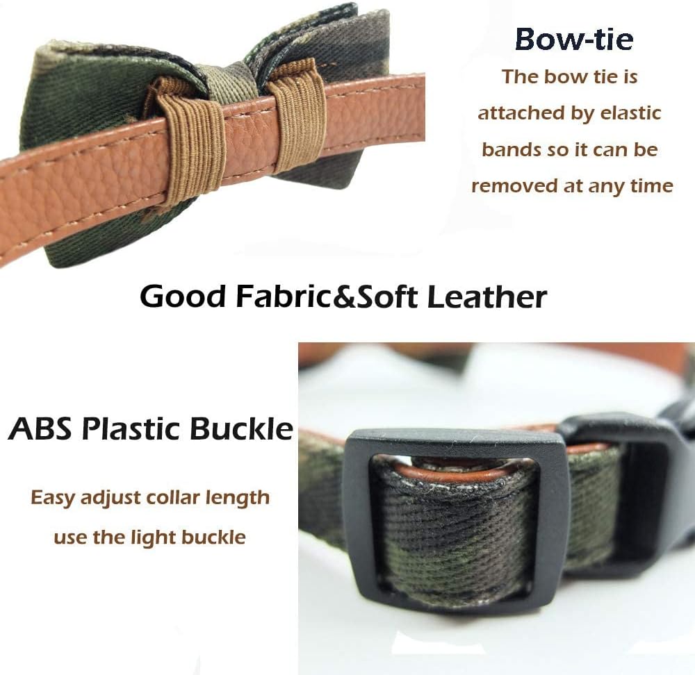 Dog Collar Bow Ties - Sturdy Soft Material&Leather Camouflage Collars for Small Medium Large Dogs Breed Puppies Adjustable 18 Colors and 3 Sizes (Camouflage, M 13"-18")