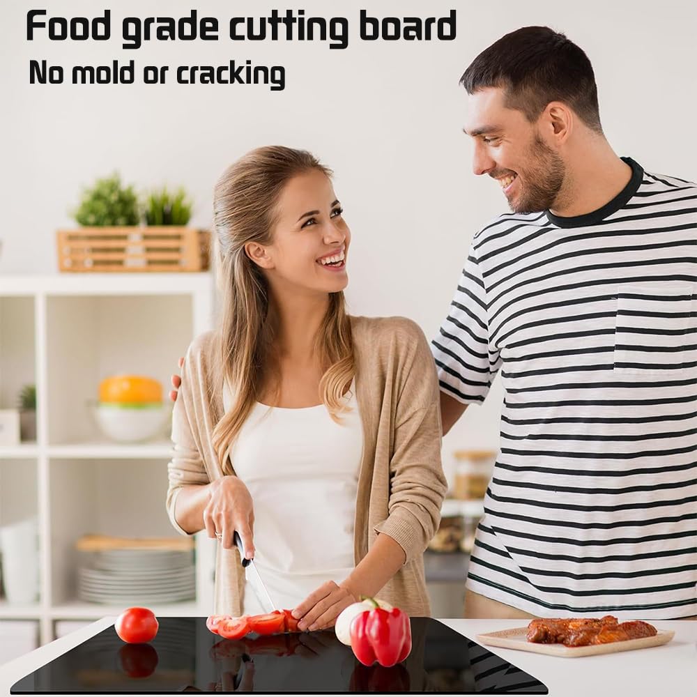 Clear Acrylic Cutting Board with Lip Non-Slip Acrylic Transparent Chopping Boards for Kitchen Counter Dishwasher Kitchens Accessories (45 * 40cm 5mm Black - Image 4
