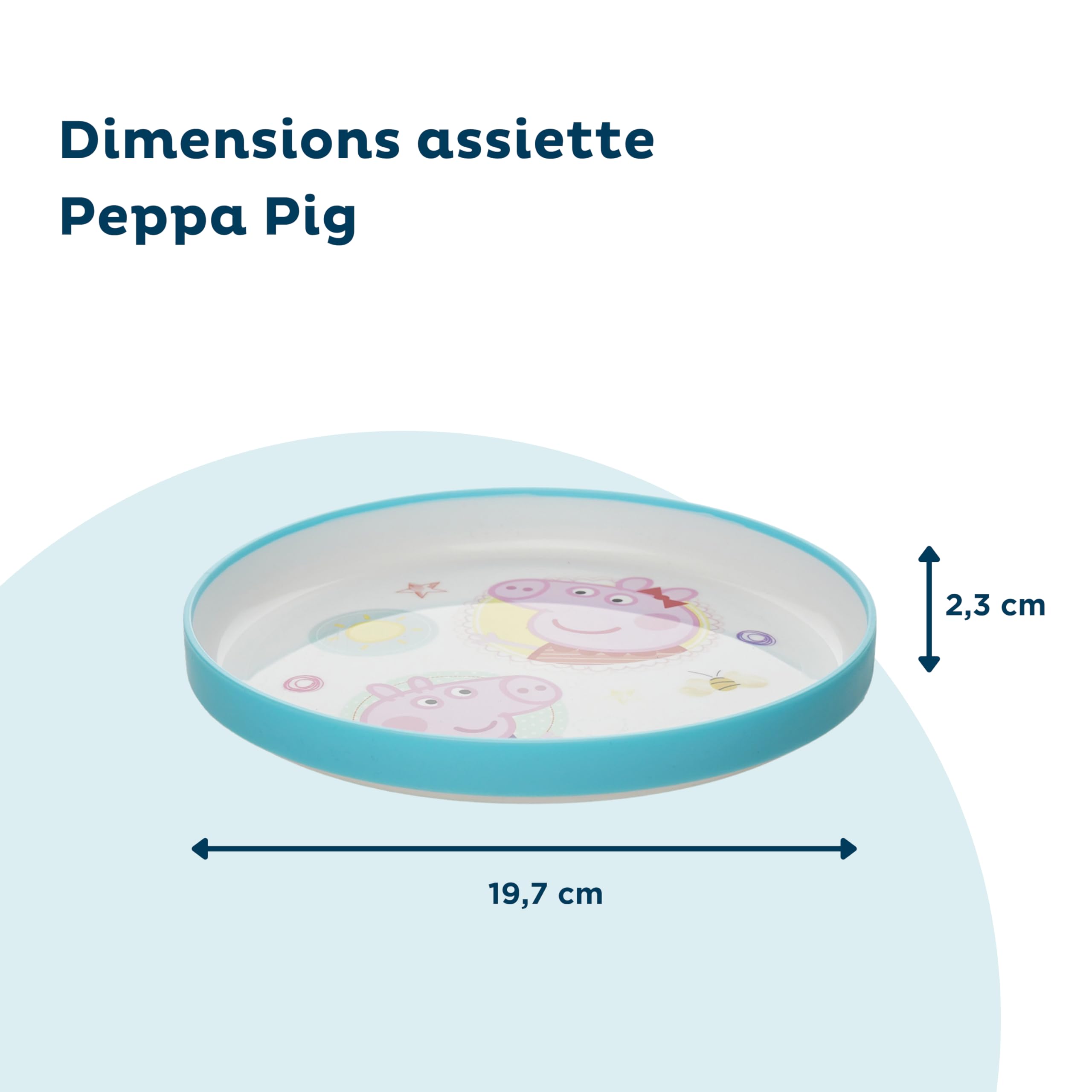 THERMOBABY Coffret repas complet Peppa Pig antidérapant | Coffret avec assiette, bol, gobelet et couverts, compatible micro-ondes, dès 10 mois.