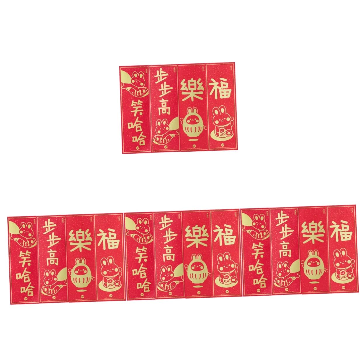 couplets Set， Chinese New Year Decoration,8 Sets Rabbit Gate Couplet Envelope Mini Bunnies Couplets