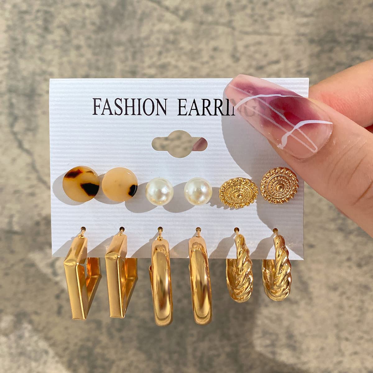 Modern Studs & Hoop Earrings Set of 9