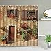 Blumen- und Pflanzenlandschaft Badezimmer Duschvorhang Schöne Landschaft Country Street View Vorhang Badewannenabtrennung S.14 200x200cm