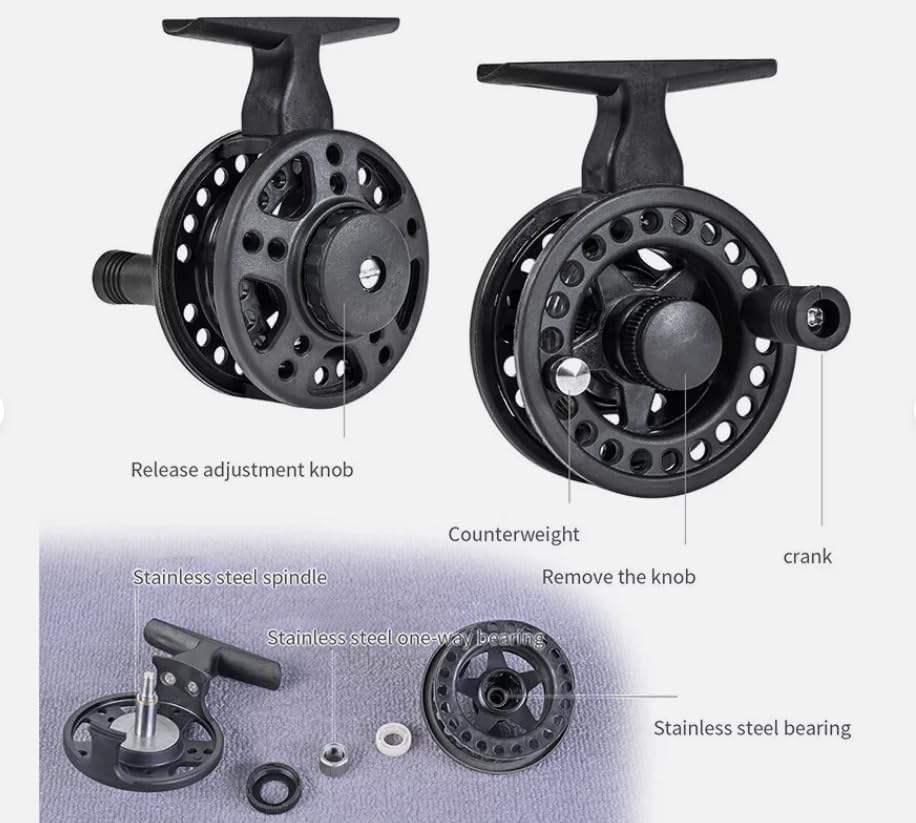 Portable Fishing Pole ，20" Ultra-Short Ultra-lightIce Rod and Reel Combo 1+1B Ice 51cm Fiberglass Fish