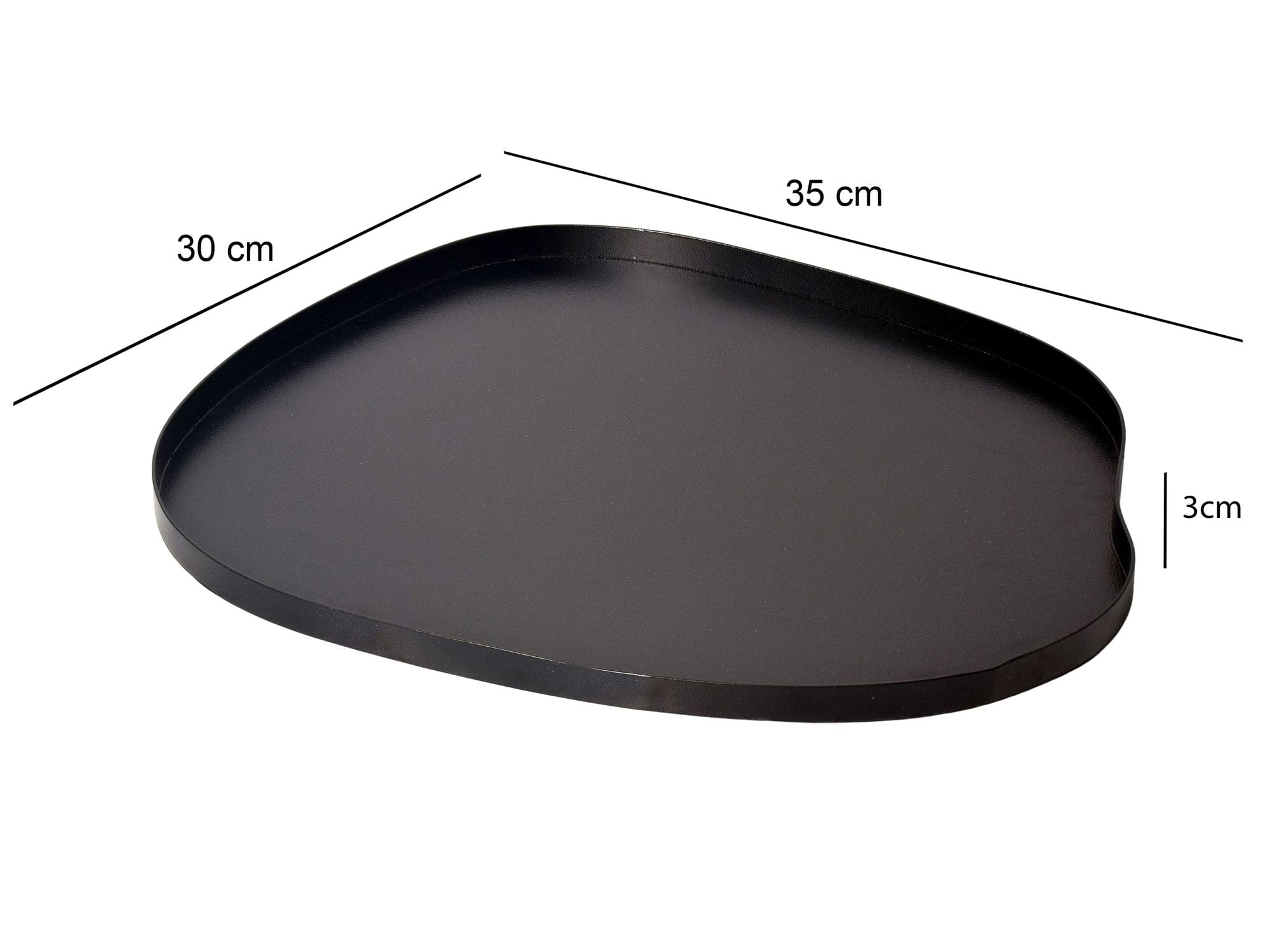 FineBuy Taca Dekoracyjna 35x30x3 cm Metal Czarna, Taca Organiczna | talerz dekoracyjny w płynnym kształcie bez nóżki, taca do serwowania ręcznie wykonana unikat, dekoracja stołu ekstrawagancki