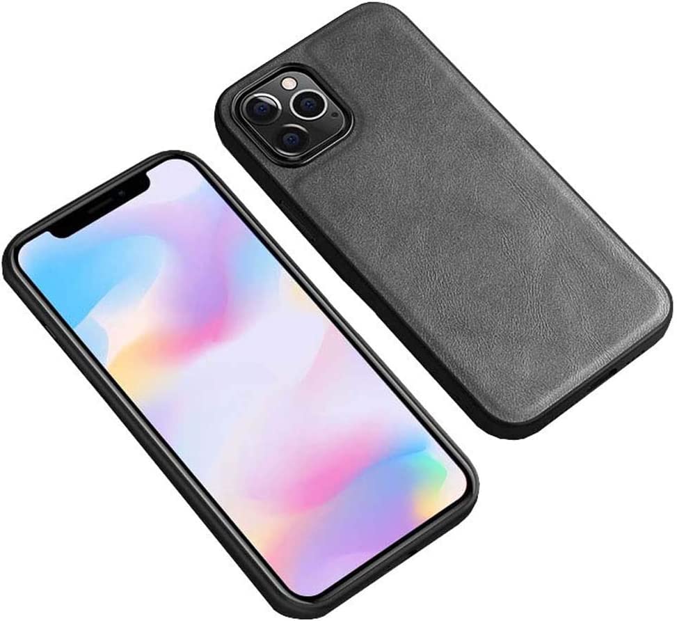 Apple iPhone 12 Pro Max coque antichoc cuir véritable gris 6.7 pouces