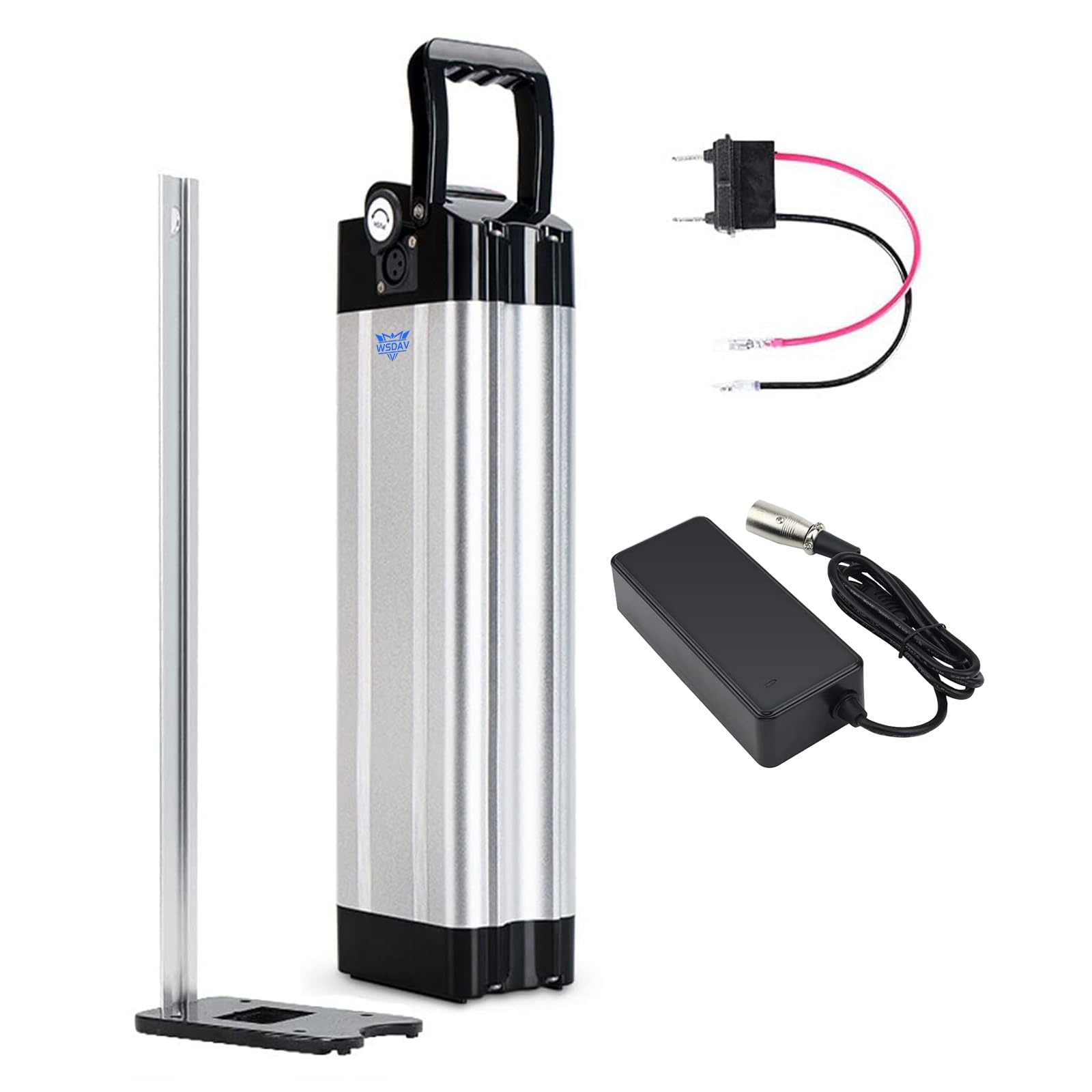 WSDAV 36V E-bike Battery 48V Electric Bike Batteries 15.6AH 18Ah 21Ah Lithium Battery with Charger and Power Display,36V 18Ah