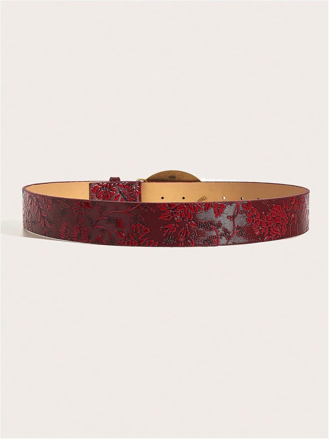 GORGLITTER Women's Floral Western Belts Oval Buckle Vintage Leather Belts - Image 2