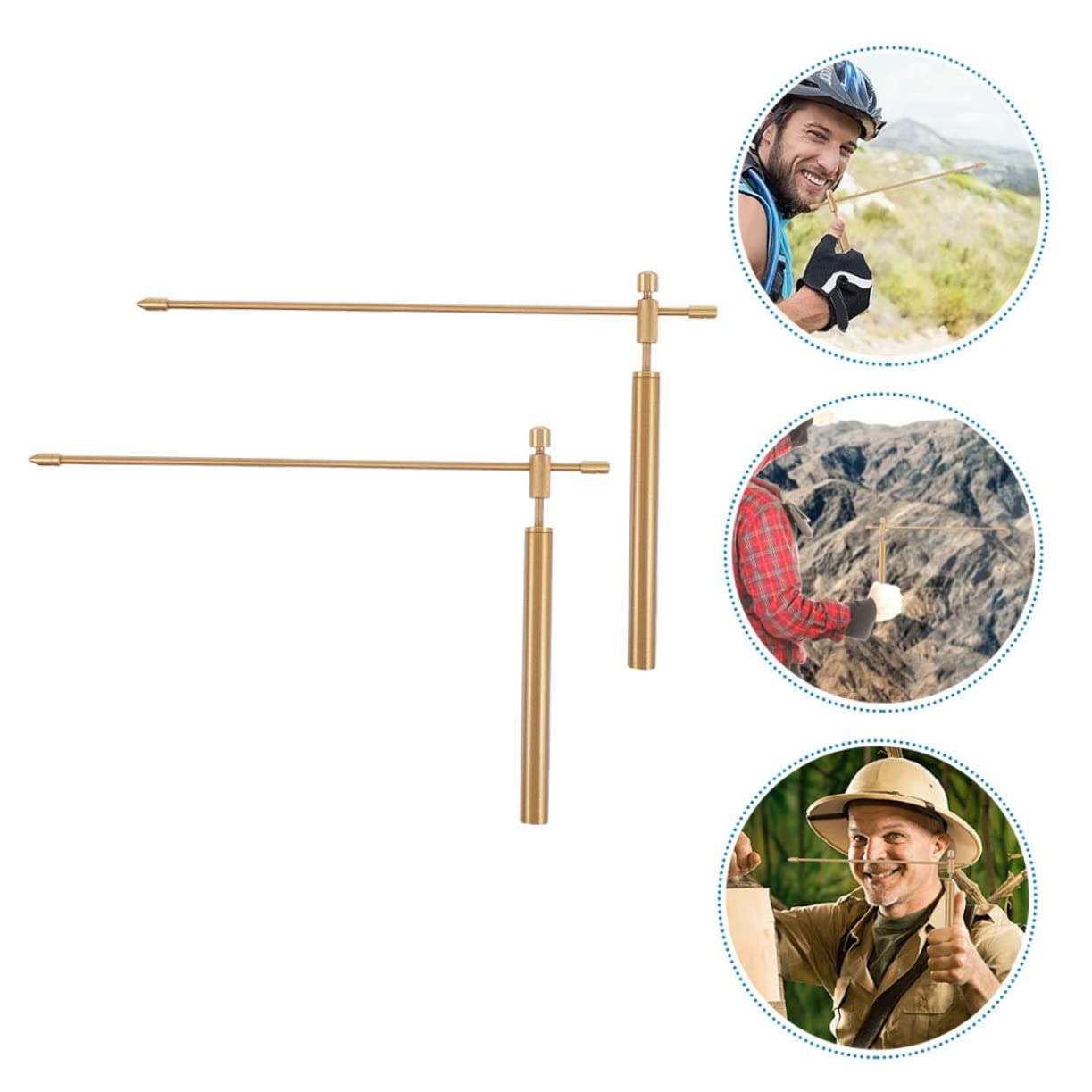 2pcs Premium Copper Water Dowsing Rods Portable Flexible Divining Sticks for Outdoor Detection Smooth Rotation Professional Rods with Comfortable Handles Water