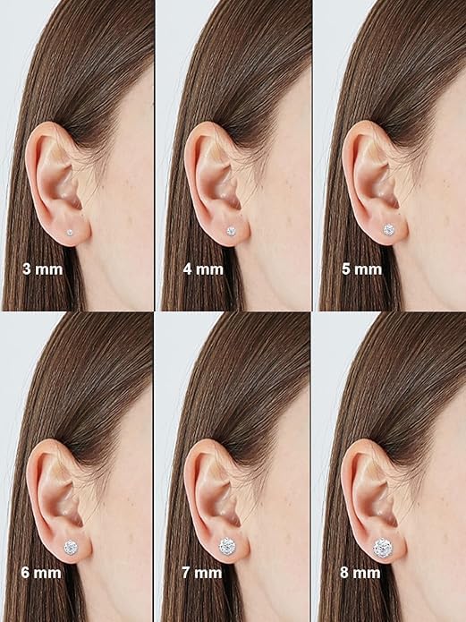 Stud Earrings Set LUCKYPADS 12 Pairs Stud Earrings for Women Hypoallergenic Stainless Steel Stud Earrings Pack Men Earrings Stud with Cubic Zirconia - Image 2